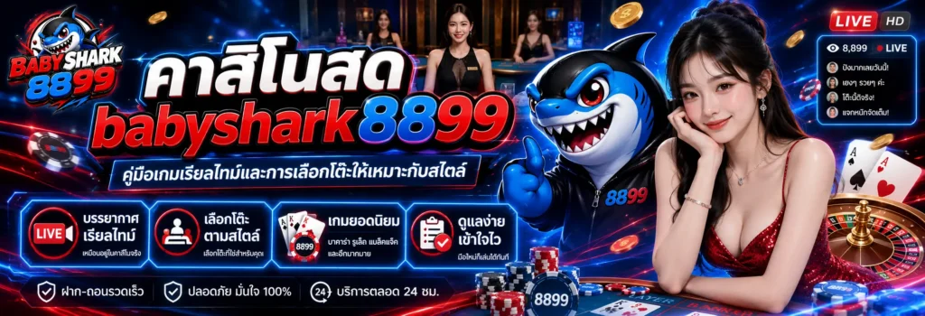 คาสิโนสด babyshark8899 คู่มือเกมเรียลไทม์และการเลือกโต๊ะให้เหมาะกับสไตล์